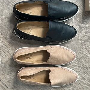 Women’s Black and Tan Slip-On Shoes